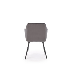 Scaun living/sufragerie Halmar K558, cadru metal,  stil scandinav, 59x60x86x47cm, piele, gri