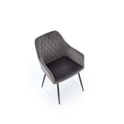Scaun living/sufragerie Halmar K558, cadru metal,  stil scandinav, 59x60x86x47cm, piele, gri