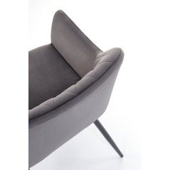 Scaun living/sufragerie Halmar K558, cadru metal,  stil scandinav, 59x60x86x47cm, piele, gri