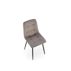 Scaun tapitat living/sufragerie Halmar K560, cadru metal, spatar matlasat, stil scandinav, 45x53x88x47cm, stofa, gri
