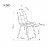 Scaun tapitat living/sufragerie Halmar K560, cadru metal, spatar matlasat, stil scandinav, 45x53x88x47cm, stofa, gri