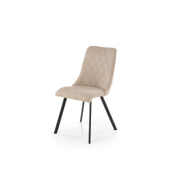 Scaun tapitat living/sufragerie Halmar K561, cadru metal, spatar matlasat, stil scandinav, 44x58x85x47cm, stofa, bej