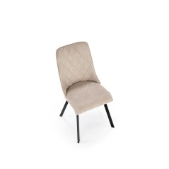 Scaun tapitat living/sufragerie Halmar K561, cadru metal, spatar matlasat, stil scandinav, 44x58x85x47cm, stofa, bej