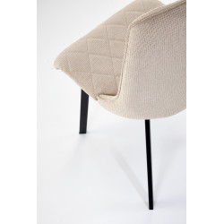 Scaun tapitat living/sufragerie Halmar K561, cadru metal, spatar matlasat, stil scandinav, 44x58x85x47cm, stofa, bej
