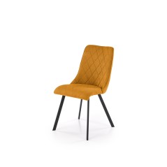 Scaun tapitat living/sufragerie Halmar K561, cadru metal, spatar matlasat, stil scandinav, 44x58x85x47cm, stofa, portocaliu