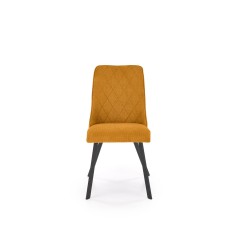 Scaun tapitat living/sufragerie Halmar K561, cadru metal, spatar matlasat, stil scandinav, 44x58x85x47cm, stofa, portocaliu