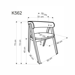 Scaun tapitat living/sufragerie Halmar K562, cadru lemn,  stil scandinav, 55x49x75x45cm, stofa, bej