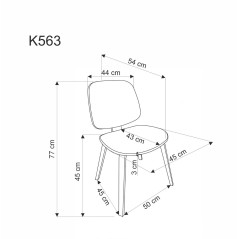 Scaun tapitat living/sufragerie Halmar K563, cadru lemn,  stil clasic, 54x45x81x45cm, stofa, gri
