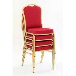 Scaun living/sufragerie Halmar K66S, cadru metal,  stil clasic, 45x48x93cm, rosu/auriu