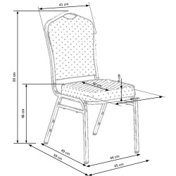 Scaun living/sufragerie Halmar K66S, cadru metal,  stil clasic, 45x48x93cm, rosu/auriu