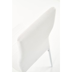 Scaun alb tapitat pentru living, design modern, cadru metalic, piele artificiala, 41x50x98 cm