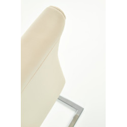 Scaun living/sufragerie Halmar K85, cadru metal,  stil modern, 42x56x100cm, piele, crem