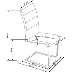 Scaun living/sufragerie Halmar K85, cadru metal,  stil modern, 42x56x100cm, piele, crem