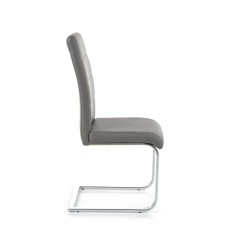 Scaun in stil modern pentru living, tapiterie piele ecologica, cadru metal, 42x56x100cm, gri