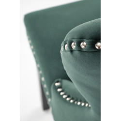 Scaun tapitat living Halmar Miya, spatar matlasat, pietre decorative, cadru lemn, stil glamour, 54x60x100x53cm, catifea, verde