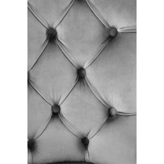 Scaun tapitat living Halmar Miya, spatar matlasat, pietre decorative, cadru lemn, stil glamour, 54x60x100x53cm, catifea, gri
