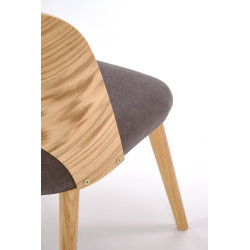 Scaun living/sufragerie Halmar Cadiz, cadru lemn, stil vintage, 52x58x83x45cm, textil, gri/maro
