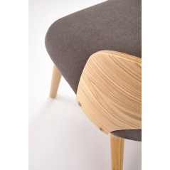 Scaun living/sufragerie Halmar Cadiz, cadru lemn, stil vintage, 52x58x83x45cm, textil, gri/maro