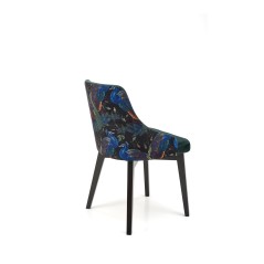 Scaun modern de living, tapiterie din catifea multicolora/albastra, picioare lemn, inaltime 86 cm