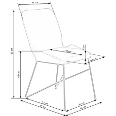 Scaun tapitat living/sufragerie Halmar K454, cadru metal,  stil modern, 46x55x83x48cm, catifea, verde