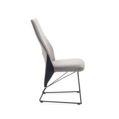 Scaun tapitat living/sufragerie Halmar K485, cadru metal,  stil modern, 44x63x96x47cm, catifea, gri