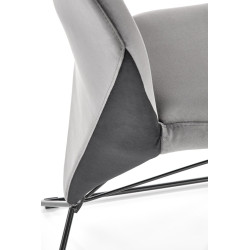 Scaun tapitat living/sufragerie Halmar K485, cadru metal,  stil modern, 44x63x96x47cm, catifea, gri