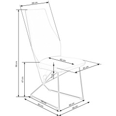 Scaun tapitat living/sufragerie Halmar K485, cadru metal,  stil modern, 44x63x96x47cm, catifea, gri