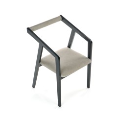 Scaun Azul, design modern, structura de lemn vopsit, sezut tapitat cu stofa tip catifea, 50x53x79x44 cm, gri/negru