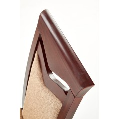 Scaun de bucatarie cu design traditional, tapierie si lemn, crem/nuca inchisa, 44 x 43 x 96 cm