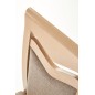 Scaun de dining sau bucatarie, spatar cu model, tapitat, cadru lemn, stejar/bej, inaltime 96 cm