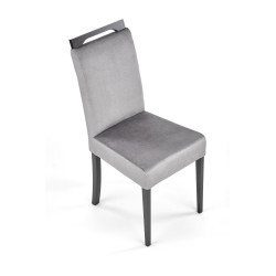 Scaun tapitat living/sufragerie Halmar Clarion 2, cadru lemn, stil clasic, 42x58x97x49cm, catifea, gri