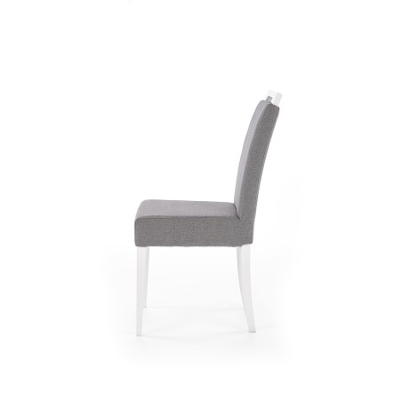 Scaun tapitat de living, cadru lemn, stil clasic/modern, tapiterie catifea, maner, gri si alb