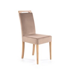 Scaun tapitat living/sufragerie Halmar Clarion, cadru lemn, stil clasic, 42x58x97x49cm, catifea, bej