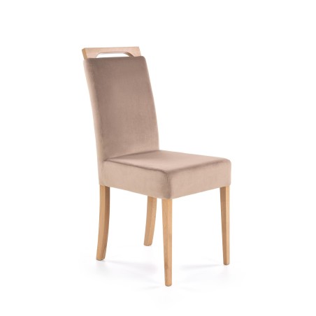 Scaun tapitat living/sufragerie Halmar Clarion, cadru lemn, stil clasic, 42x58x97x49cm, catifea, bej