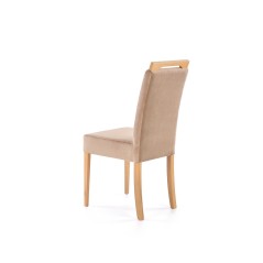 Scaun din lemn pentru living, design modern/clasic, tapiterie catifea, 42x58x97x49 cm, bej