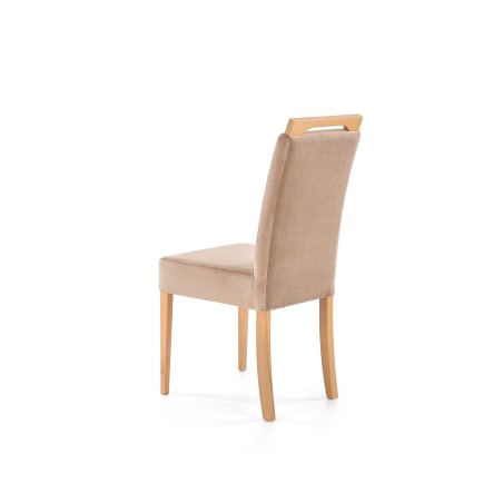 Scaun din lemn pentru living, design modern/clasic, tapiterie catifea, 42x58x97x49 cm, bej