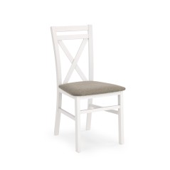 Scaun dining/bucatarie Halmar Dariusz, cadru lemn, stil clasic, 45x43x90cm, MDF/textil, alb/bej