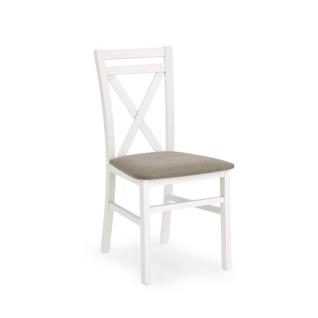 Scaun dining/bucatarie Halmar Dariusz, cadru lemn, stil clasic, 45x43x90cm, MDF/textil, alb/bej