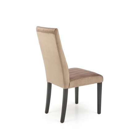 Scaun sufragerie, catifea si lemn, spatar inalt, design clasic, inaltime 99 cm, bej si negru