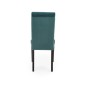 Scaun clasic tapitat cu tesatura de catifea, cadru din lemn, spatar matlasat, verde, picioare negre