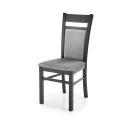 Scaun tapitat dining/bucatarie Halmar Gerard 2, cadru lemn, stil clasic, 44x41x97cm, catifea, negru/gri