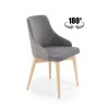 Scaun tapitat living/sufragerie Halmar Malaga, cadru lemn, stil clasic, rotativ 180 grade, 50x53x79x46cm, stofa, gri