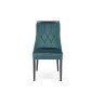 Scaun tapitat cu catifea verde si cadru din lemn, spatar cu model, 50x61x94x49 cm