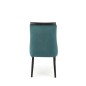 Scaun tapitat cu catifea verde si cadru din lemn, spatar cu model, 50x61x94x49 cm