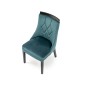 Scaun tapitat cu catifea verde si cadru din lemn, spatar cu model, 50x61x94x49 cm