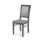 Scaun din lemn pentru bucatarie, design clasic, tapiterie gri, cadru negru, 43x56x96x47 cm
