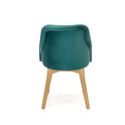 Scaun tapitat living/sufragerie Halmar Toledo 2, cadru lemn, stil clasic, 57x56x86x47cm, catifea, verde