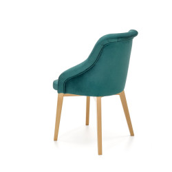 Scaun tapitat living/sufragerie Halmar Toledo 2, cadru lemn, stil clasic, 57x56x86x47cm, catifea, verde
