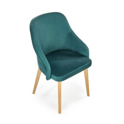 Scaun tapitat living/sufragerie Halmar Toledo 2, cadru lemn, stil clasic, 57x56x86x47cm, catifea, verde