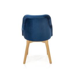 Scaun tapitat living/sufragerie Halmar Toledo 2, cadru lemn, stil clasic, 57x56x86x47cm, catifea, albastru